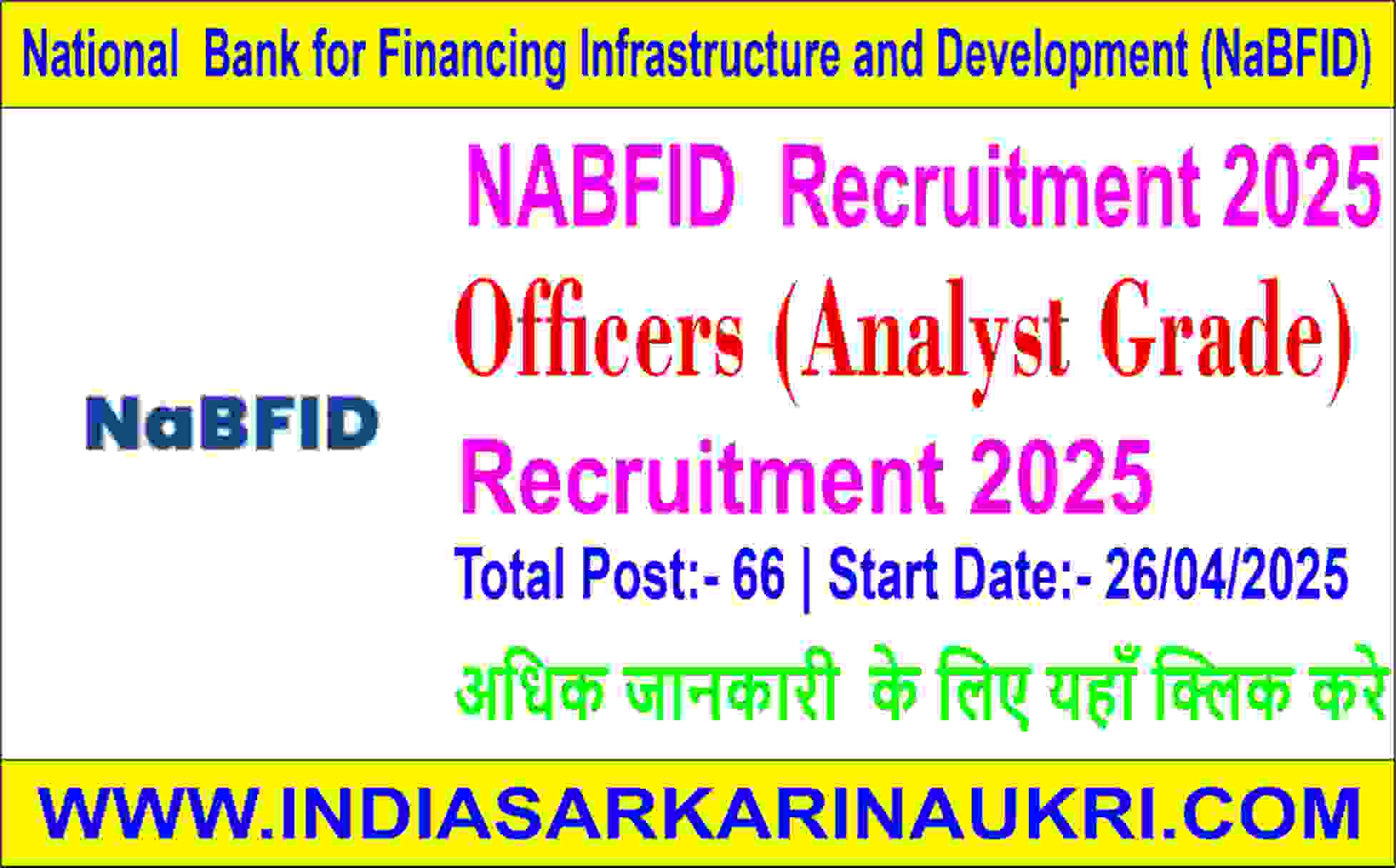 NABFID Officers (Analyst Grade) Recruitment 2025 Apply Online for 66 Posts